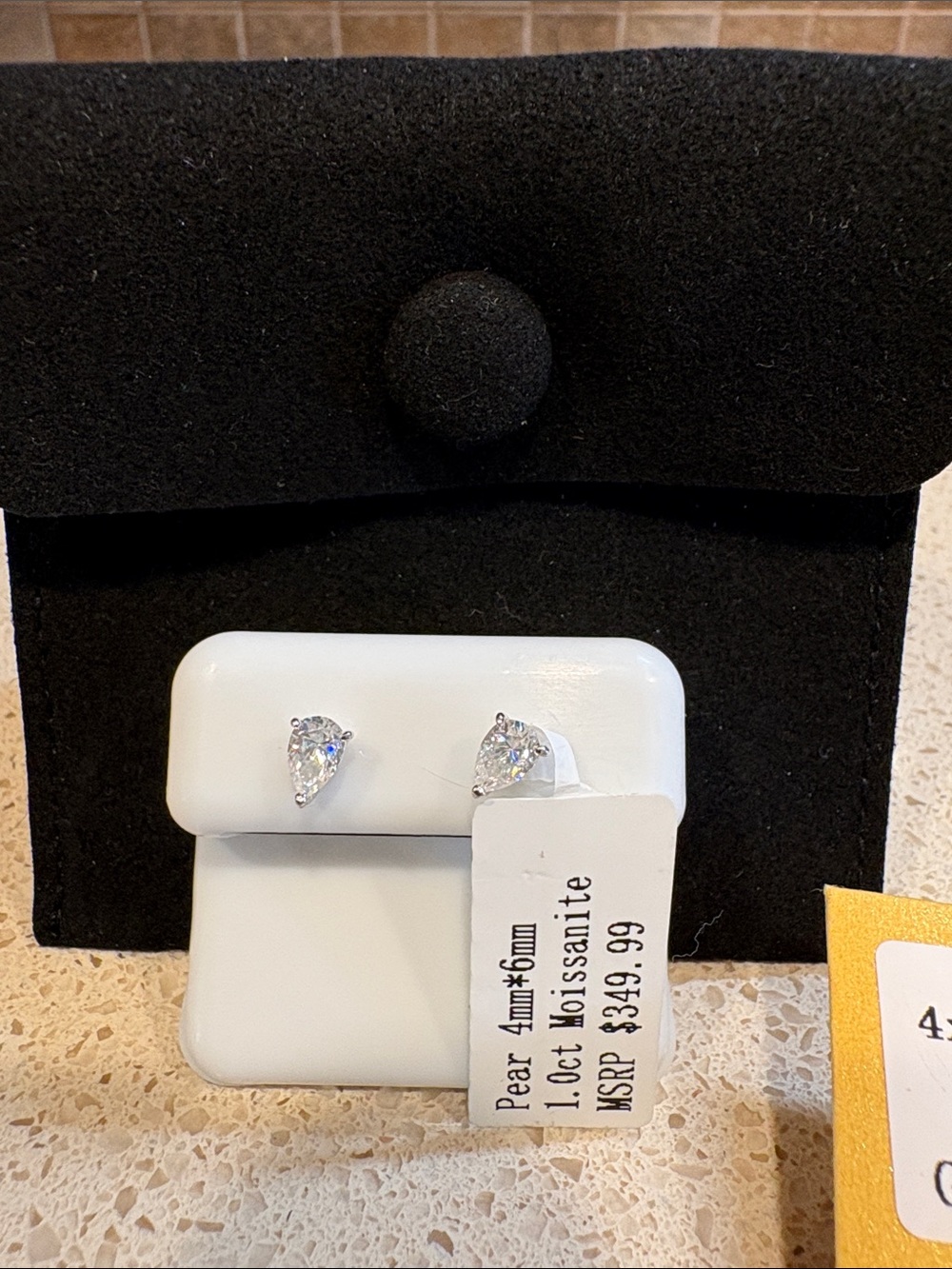Moissanite NWT Pear Shaped Stud Earrings - Silver Back MSRP $349